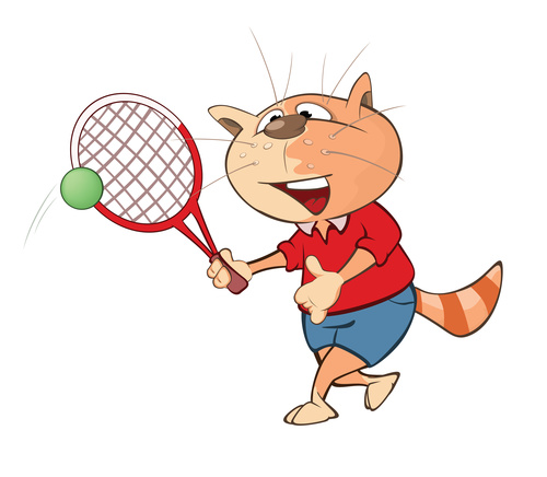 Cartoon cat playing tennis vector