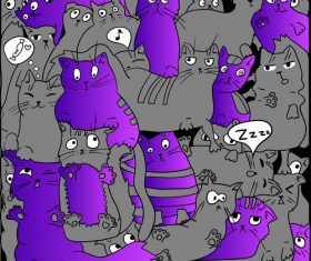 Cartoon cats seamless background pattern vector