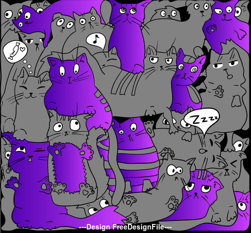 Cartoon cats seamless background pattern vector