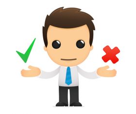 Cartoon character pair and wrong symbol vector