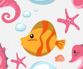 Cartoon fish and coral vector