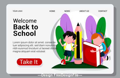 Cartoon flat welcome back to school vector free download
