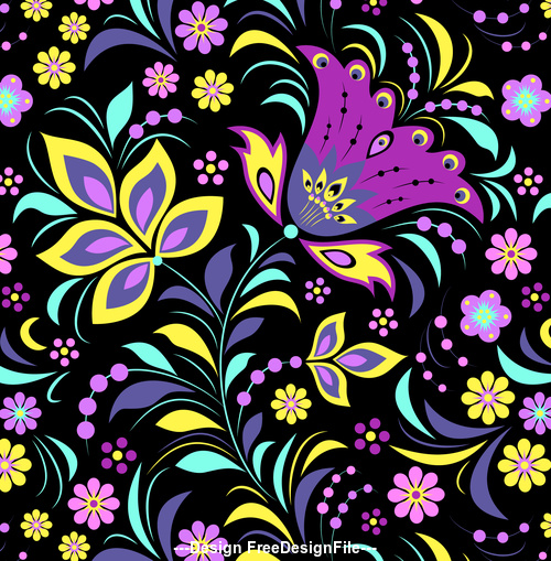 Cartoon floral illustration pattern vector