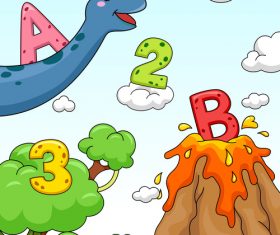 Cartoon giraffe and numbers vector