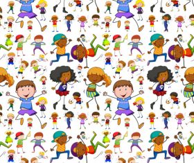 Cartoon happy children seamless background vector