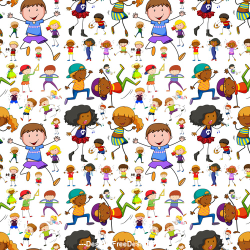 Cartoon happy children seamless background vector