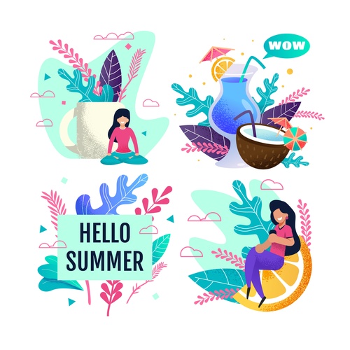 Cartoon hello summer vector