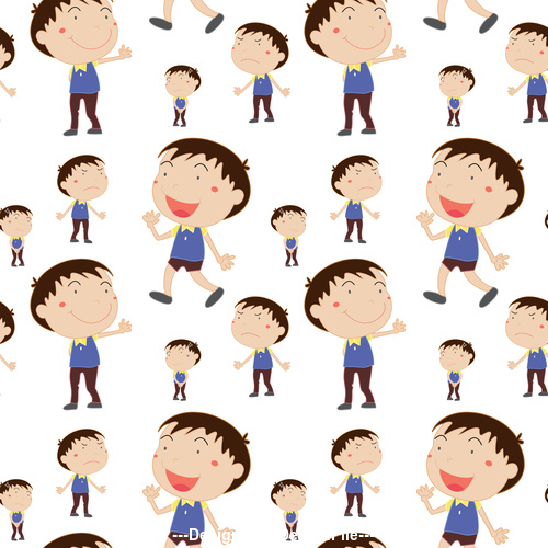 Cartoon little boy seamless background vector