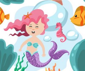 Cartoon nautical mermaid vector