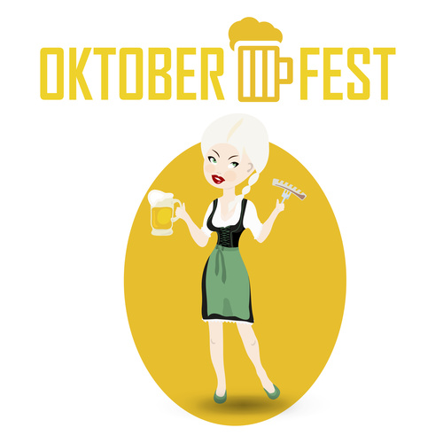 Cartoon oktoberfest waitress vector