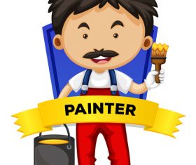 Cartoon painter illustration vector