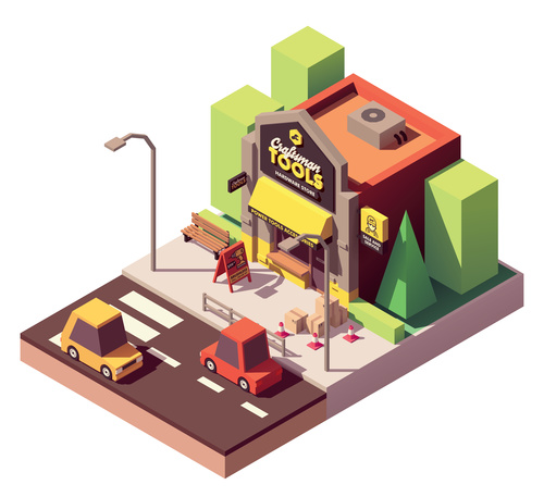 Cartoon roadside tool shop vector