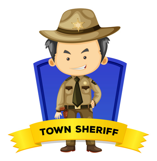Cartoon town sheriff illustration vector free download