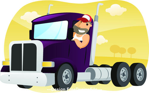 Cartoon truck driver vector free download