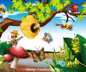 Cartoon various insects vector