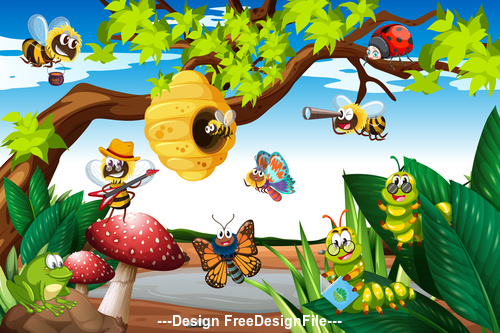 Cartoon various insects vector