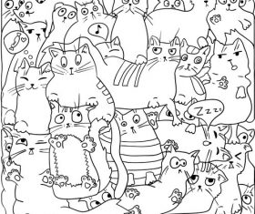 Cat seamless background pattern vector