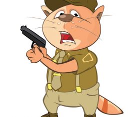 Cat sheriff holding pistol cartoon vector