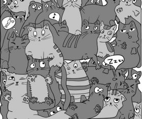 Cat silhouette seamless background vector