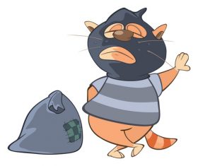 Cat thief cartoon vector