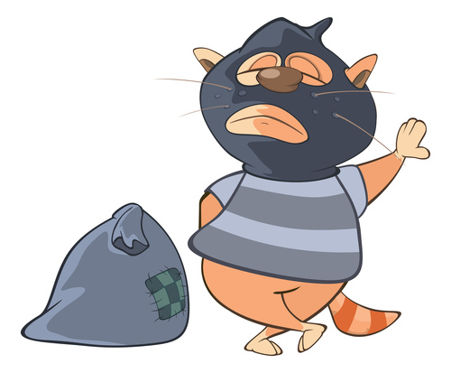 Cat thief cartoon vector