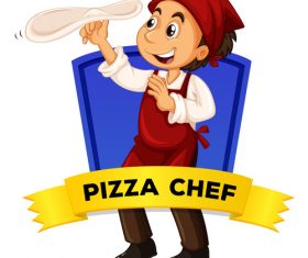 Chef cartoon illustration of making pizza vector