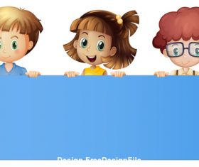 Children and banner cartoon vector