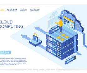 Cloud computing flat isometric vector