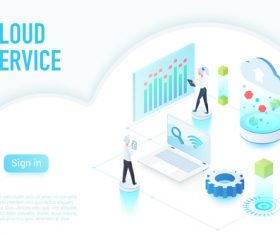 Cloud service flat isometric vector
