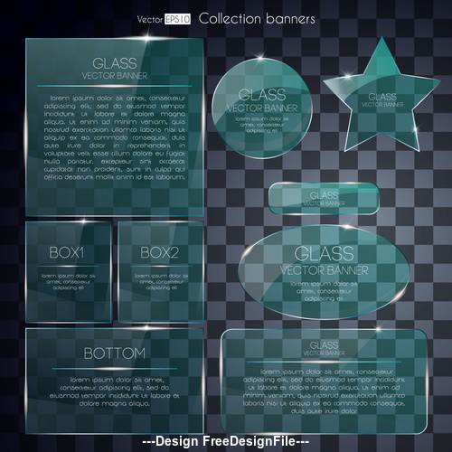 Collection glass banners vector