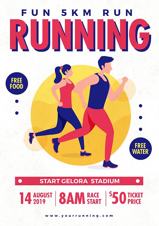 Color Running Flyer PSD Template