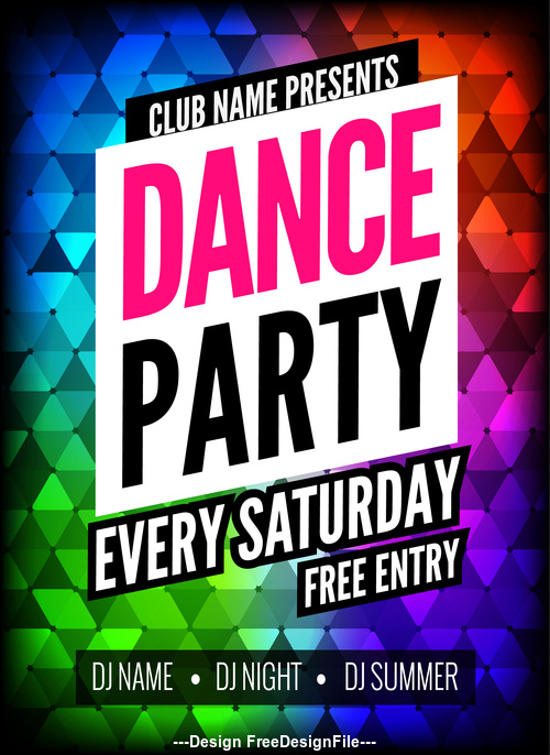 Color background Disco Party dance poster cover vector