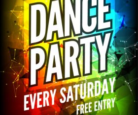 Color background Disco Party dance poster vector