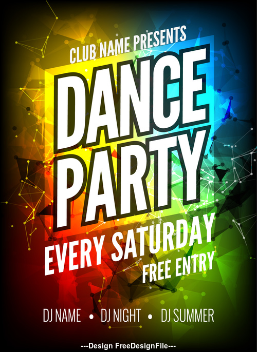 Color background Disco Party dance poster vector