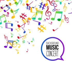 Colored musical notes background flyer Vector