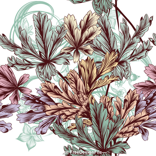 Colorful floral embroidery pattern vector