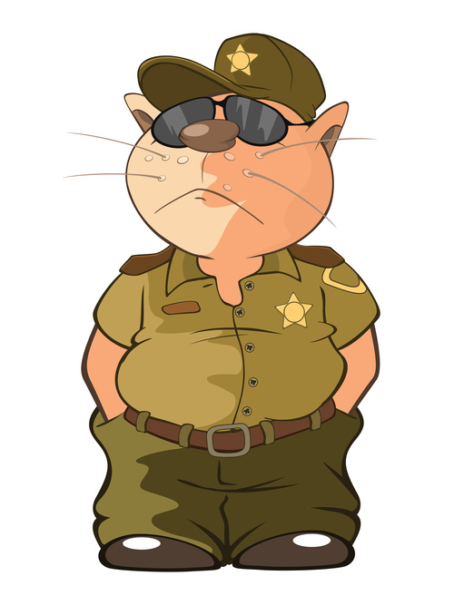 Cool cat sheriff cartoon vector