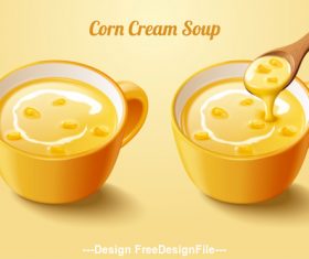 Corn cream soup advertising vector illustration