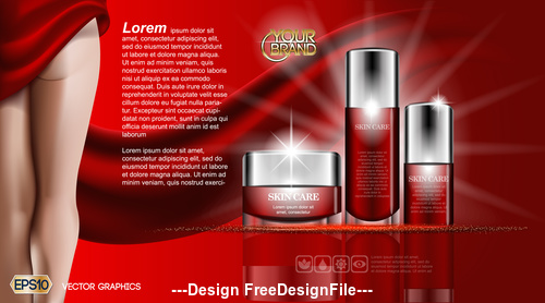 Cosmetic set ads template vector