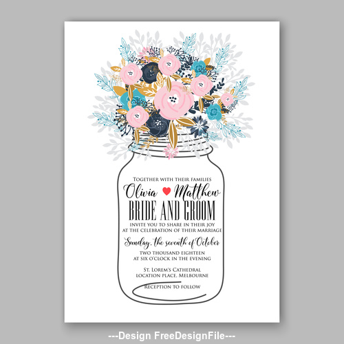Creative Flower Wedding Invitation Template vector