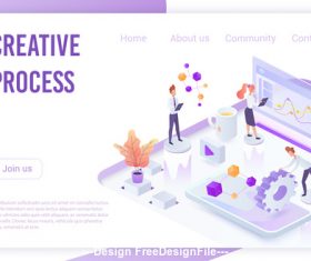 Creative process flat isometric vector