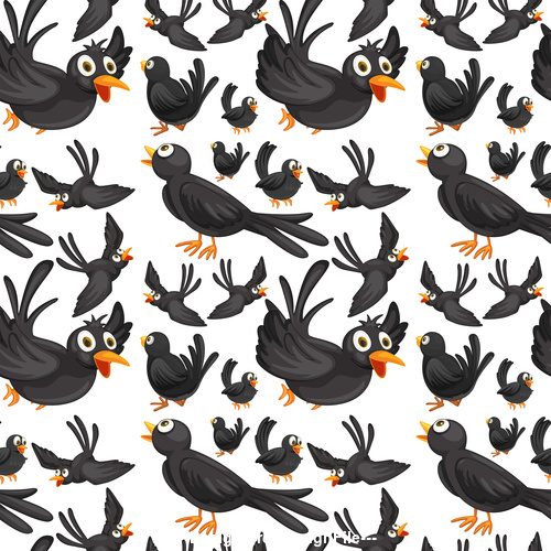 Crow cartoon background pattern vector free download