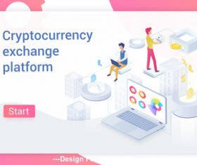 Cryptocurrency transaction flat isometric vector
