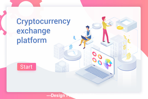 Cryptocurrency transaction flat isometric vector