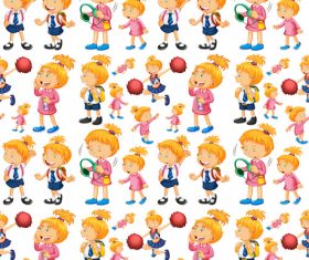 Cute little girl Seamless background vector