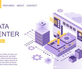 Data center flat isometric vector