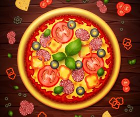 Delicious pizza food cover vector
