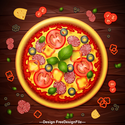 Delicious pizza food cover vector