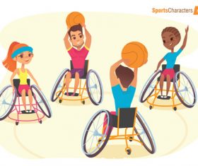 Disabled children playing basketball vector