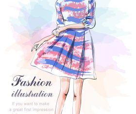 Dress girls watercolor vector